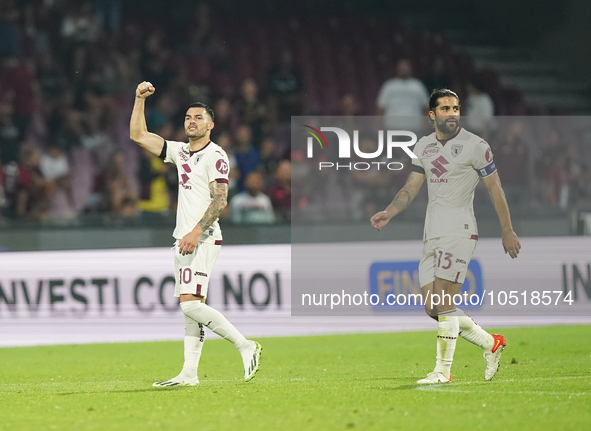 Nemanja Radonjic of Torino Fc celebrate the goal during the Serie A TIM match between US Salernitana and Torino FC in Salerno, Italy, on Sep...