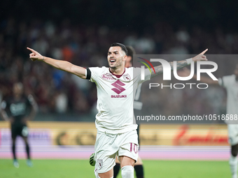 Nemanja Radonjic of Torino Fc celebrate the goal during the Serie A TIM match between US Salernitana and Torino FC in Salerno, Italy, on Sep...