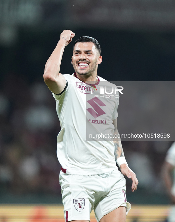 Nemanja Radonjic of Torino Fc celebrate the goal during the Serie A TIM match between US Salernitana and Torino FC in Salerno, Italy, on Sep...