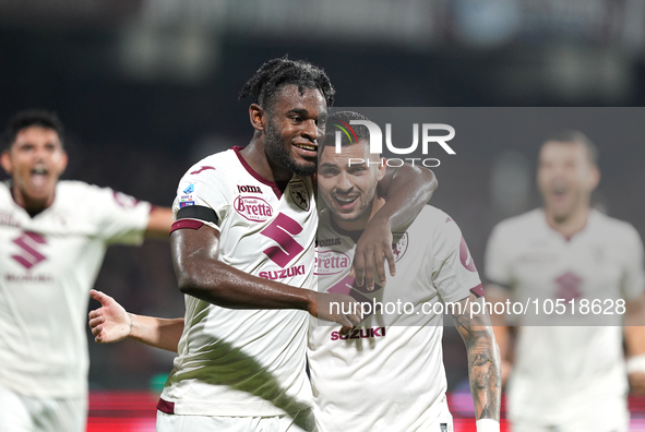 Nemanja Radonjic of Torino Fc celebrate the goal during the Serie A TIM match between US Salernitana and Torino FC in Salerno, Italy, on Sep...