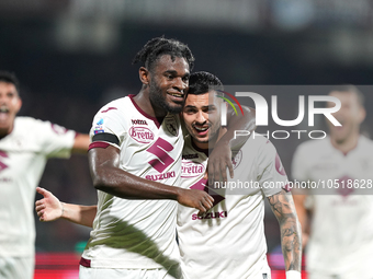 Nemanja Radonjic of Torino Fc celebrate the goal during the Serie A TIM match between US Salernitana and Torino FC in Salerno, Italy, on Sep...