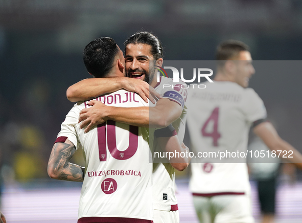 Nemanja Radonjic of Torino Fc celebrate the goal during the Serie A TIM match between US Salernitana and Torino FC in Salerno, Italy, on Sep...