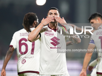 Nemanja Radonjic of Torino Fc celebrate the goal during the Serie A TIM match between US Salernitana and Torino FC in Salerno, Italy, on Sep...