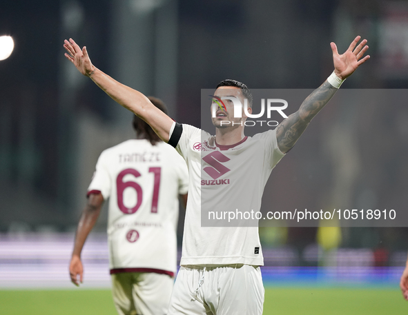 Nemanja Radonjic of Torino Fc celebrate the goal during the Serie A TIM match between US Salernitana and Torino FC in Salerno, Italy, on Sep...