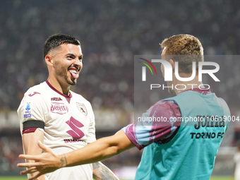 Nemanja Radonjic of Torino Fc celebrate the goal during the Serie A TIM match between US Salernitana and Torino FC in Salerno, Italy, on Sep...