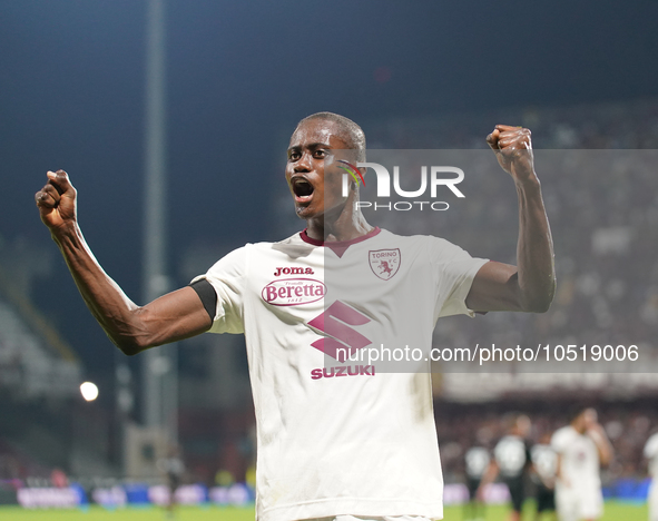 Demba Seck of Torino Fc celebrate the goal during the Serie A TIM match between US Salernitana and Torino FC in Salerno, Italy, on September...