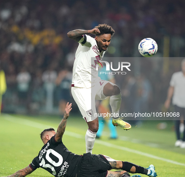 Valentino Lazaro of Torino Fc during the Serie A TIM match between US Salernitana and Torino FC in Salerno, Italy, on September 18, 2023. 