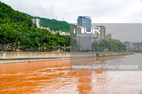 BAZHONG, CHINA - SEPTEMBER 19, 2023 - Flood waters rise in the Tongjiang River basin in Tongjiang County, Bazhong City, Sichuan province, Ch...