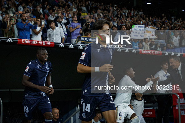 
Takefusa Kubo of Real Sociedad during the LaLiga EA Sports match between Real Madrid  and Real Sociedad at the Estadio Santiago Bernabeu on...