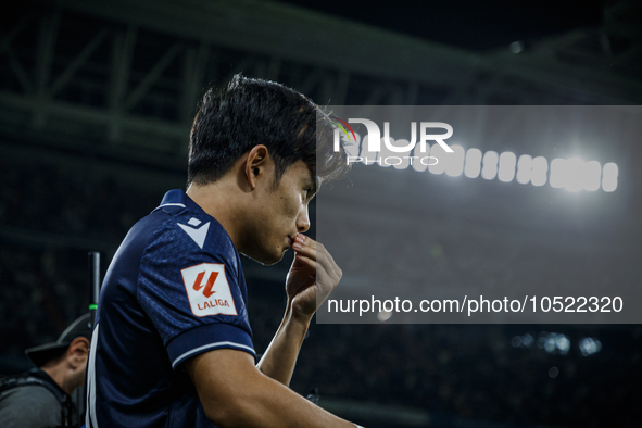 
Takefusa Kubo of Real Sociedad during the LaLiga EA Sports match between Real Madrid  and Real Sociedad at the Estadio Santiago Bernabeu on...