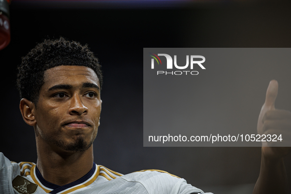 
Jude Bellingham of Real Madrid during the LaLiga EA Sports match between Real Madrid  and Real Sociedad at the Estadio Santiago Bernabeu on...