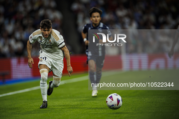 
Fran Garcia of Real Madrid during the LaLiga EA Sports match between Real Madrid  and Real Sociedad at the Estadio Santiago Bernabeu on Sep...