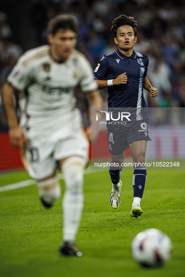 
Takefusa Kubo of Real Sociedad during the LaLiga EA Sports match between Real Madrid  and Real Sociedad at the Estadio Santiago Bernabeu on...