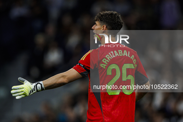 
Kepa Arrizabalaga of Real Madrid during the LaLiga EA Sports match between Real Madrid  and Real Sociedad at the Estadio Santiago Bernabeu...