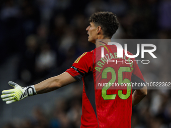 
Kepa Arrizabalaga of Real Madrid during the LaLiga EA Sports match between Real Madrid  and Real Sociedad at the Estadio Santiago Bernabeu...