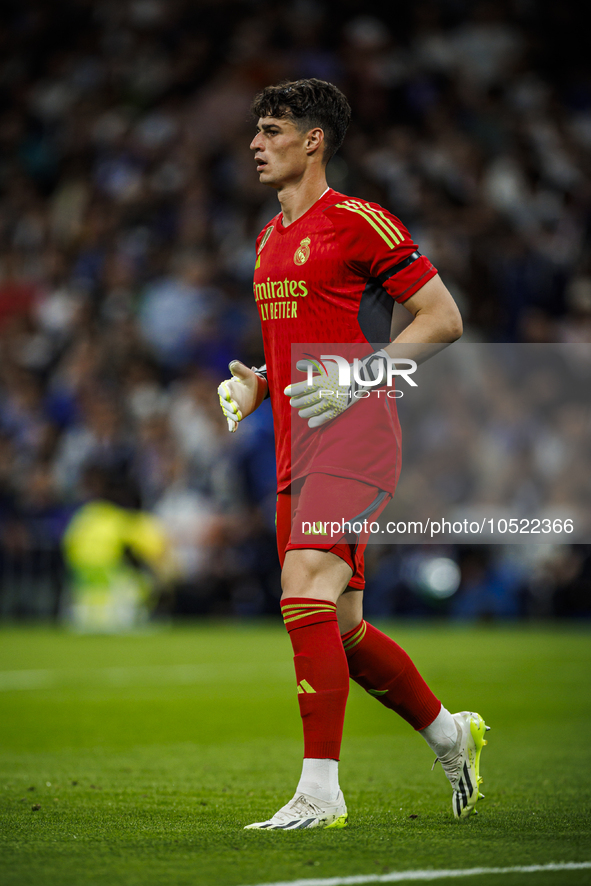 
Kepa Arrizabalaga of Real Madrid during the LaLiga EA Sports match between Real Madrid  and Real Sociedad at the Estadio Santiago Bernabeu...