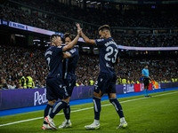 
Ander Barrenetxea of Real Sociedad celebrate a goal during the LaLiga EA Sports match between Real Madrid  and Real Sociedad at the Estadio...