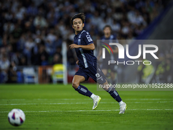 
Takefusa Kubo of Real Sociedad during the LaLiga EA Sports match between Real Madrid  and Real Sociedad at the Estadio Santiago Bernabeu on...