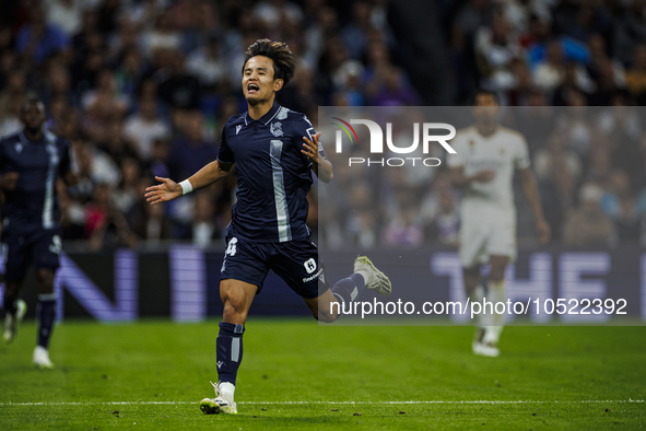 
Takefusa Kubo of Real Sociedad during the LaLiga EA Sports match between Real Madrid  and Real Sociedad at the Estadio Santiago Bernabeu on...