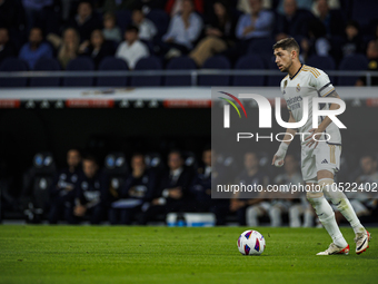 
Federico Valverde of Real Madrid during the LaLiga EA Sports match between Real Madrid  and Real Sociedad at the Estadio Santiago Bernabeu...