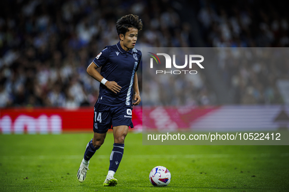 
Takefusa Kubo of Real Sociedad during the LaLiga EA Sports match between Real Madrid  and Real Sociedad at the Estadio Santiago Bernabeu on...