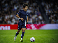 
Takefusa Kubo of Real Sociedad during the LaLiga EA Sports match between Real Madrid  and Real Sociedad at the Estadio Santiago Bernabeu on...