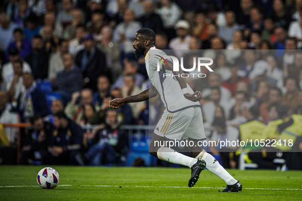 
Antonio Rudiger of Real Madrid during the LaLiga EA Sports match between Real Madrid  and Real Sociedad at the Estadio Santiago Bernabeu on...