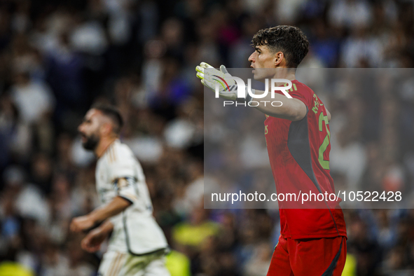 
Kepa Arrizabalaga of Real Madrid during the LaLiga EA Sports match between Real Madrid  and Real Sociedad at the Estadio Santiago Bernabeu...