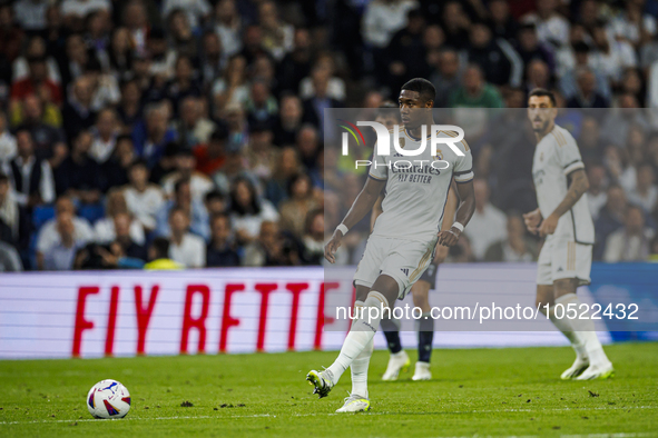 
David Alaba of Real Madrid during the LaLiga EA Sports match between Real Madrid  and Real Sociedad at the Estadio Santiago Bernabeu on Sep...