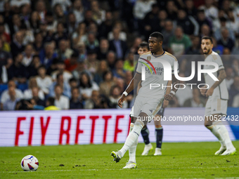 
David Alaba of Real Madrid during the LaLiga EA Sports match between Real Madrid  and Real Sociedad at the Estadio Santiago Bernabeu on Sep...