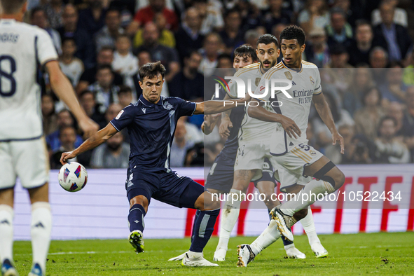 
Jude Bellingham of Real Madrid during the LaLiga EA Sports match between Real Madrid  and Real Sociedad at the Estadio Santiago Bernabeu on...