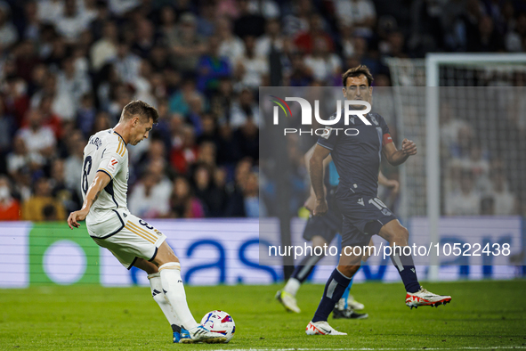 
Toni Kroos of Real Madrid during the LaLiga EA Sports match between Real Madrid  and Real Sociedad at the Estadio Santiago Bernabeu on Sept...