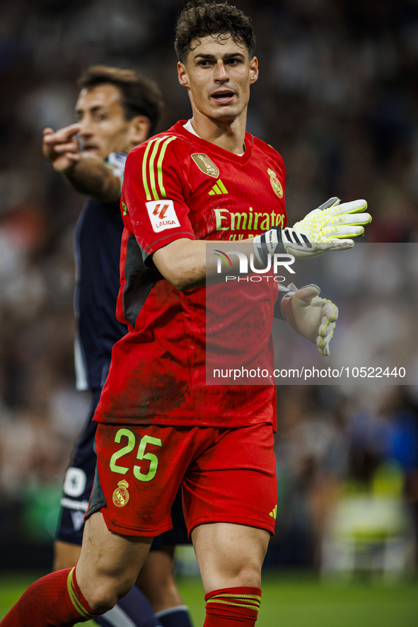 
Kepa Arrizabalaga of Real Madrid during the LaLiga EA Sports match between Real Madrid  and Real Sociedad at the Estadio Santiago Bernabeu...