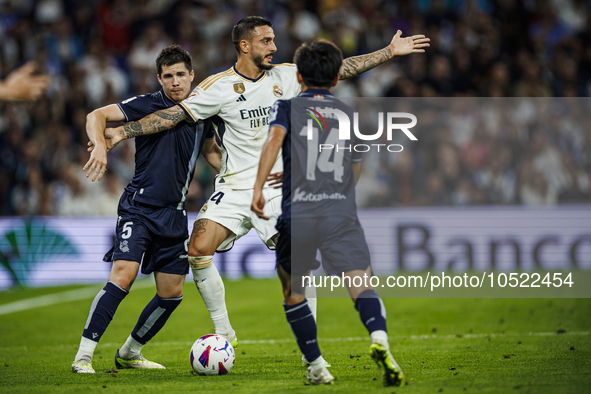 
Joselu of Real Madrid during the LaLiga EA Sports match between Real Madrid  and Real Sociedad at the Estadio Santiago Bernabeu on Septembe...