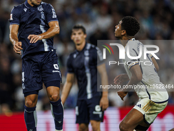 
David Alaba of Real Madrid during the LaLiga EA Sports match between Real Madrid  and Real Sociedad at the Estadio Santiago Bernabeu on Sep...