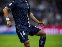 
Takefusa Kubo of Real Sociedad during the LaLiga EA Sports match between Real Madrid  and Real Sociedad at the Estadio Santiago Bernabeu on...