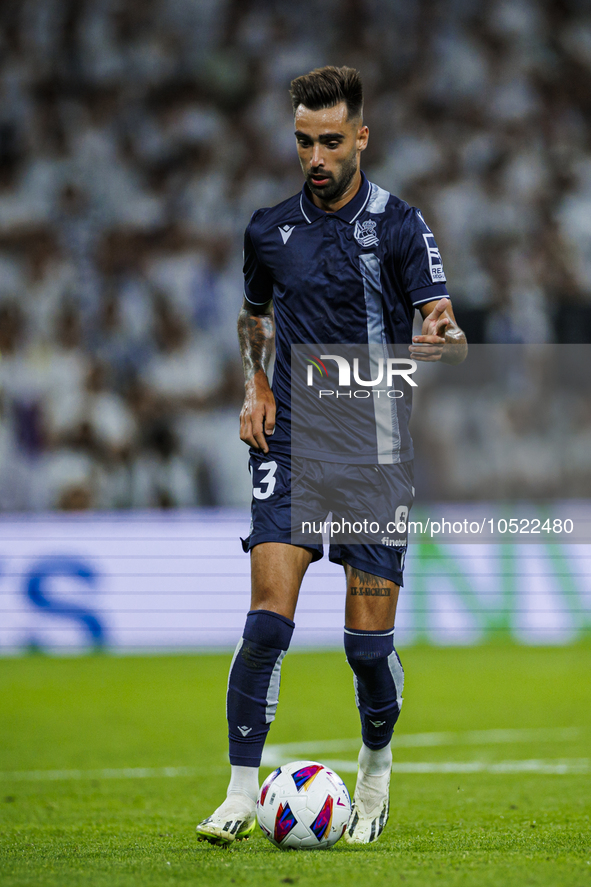 
Brais Mendez of Real Sociedad during the LaLiga EA Sports match between Real Madrid  and Real Sociedad at the Estadio Santiago Bernabeu on...