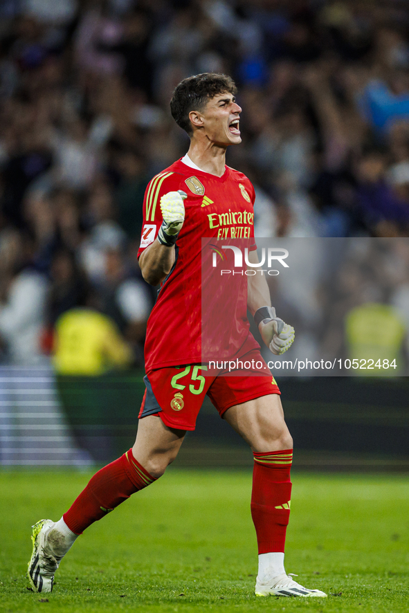 
Kepa Arrizabalaga of Real Madrid during the LaLiga EA Sports match between Real Madrid  and Real Sociedad at the Estadio Santiago Bernabeu...