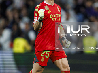 
Kepa Arrizabalaga of Real Madrid during the LaLiga EA Sports match between Real Madrid  and Real Sociedad at the Estadio Santiago Bernabeu...