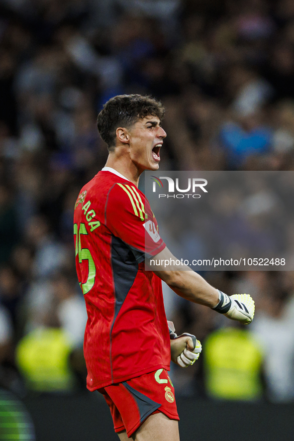 
Kepa Arrizabalaga of Real Madrid during the LaLiga EA Sports match between Real Madrid  and Real Sociedad at the Estadio Santiago Bernabeu...