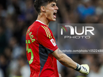 
Kepa Arrizabalaga of Real Madrid during the LaLiga EA Sports match between Real Madrid  and Real Sociedad at the Estadio Santiago Bernabeu...