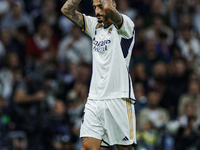 
Joselu of Real Madrid celebrate a goal during the LaLiga EA Sports match between Real Madrid  and Real Sociedad at the Estadio Santiago Ber...