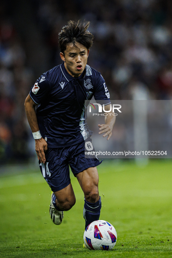 
Takefusa Kubo of Real Sociedad during the LaLiga EA Sports match between Real Madrid  and Real Sociedad at the Estadio Santiago Bernabeu on...