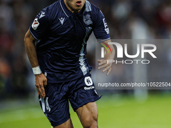 
Takefusa Kubo of Real Sociedad during the LaLiga EA Sports match between Real Madrid  and Real Sociedad at the Estadio Santiago Bernabeu on...