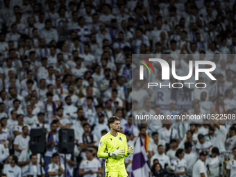 
Alex Remiro of Real Sociedad during the LaLiga EA Sports match between Real Madrid  and Real Sociedad at the Estadio Santiago Bernabeu on S...