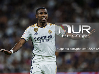 
David Alaba of Real Madrid during the LaLiga EA Sports match between Real Madrid  and Real Sociedad at the Estadio Santiago Bernabeu on Sep...