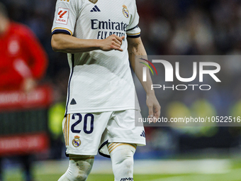 
Fran Garcia of Real Madrid during the LaLiga EA Sports match between Real Madrid  and Real Sociedad at the Estadio Santiago Bernabeu on Sep...