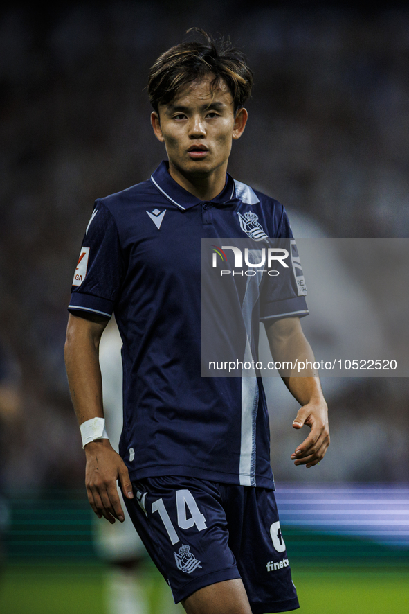 
Takefusa Kubo of Real Sociedad during the LaLiga EA Sports match between Real Madrid  and Real Sociedad at the Estadio Santiago Bernabeu on...