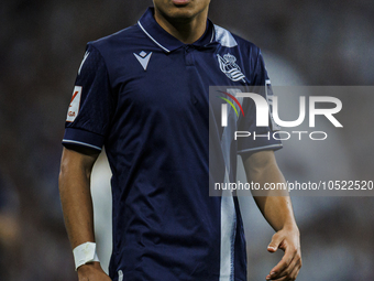 
Takefusa Kubo of Real Sociedad during the LaLiga EA Sports match between Real Madrid  and Real Sociedad at the Estadio Santiago Bernabeu on...