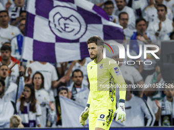 
Alex Remiro of Real Sociedad during the LaLiga EA Sports match between Real Madrid  and Real Sociedad at the Estadio Santiago Bernabeu on S...